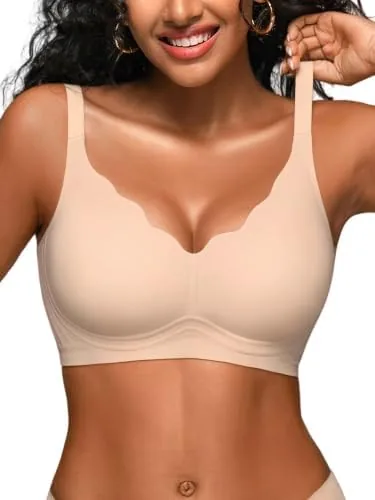 cuteio jelly bras for women wireless seamless padded bralette with support no underwire comfortable t shirt bra skin 2xl