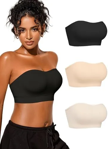 cuteio strapless bras for women invisible wire free push up bandeau top anti slip design with removable adjustable clear straps multi way wear for wedding party dress