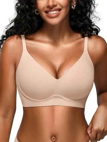 wireless jelly bras for women no underwire seamless padded t shirt bralette with support full coverage comfort bra l skin